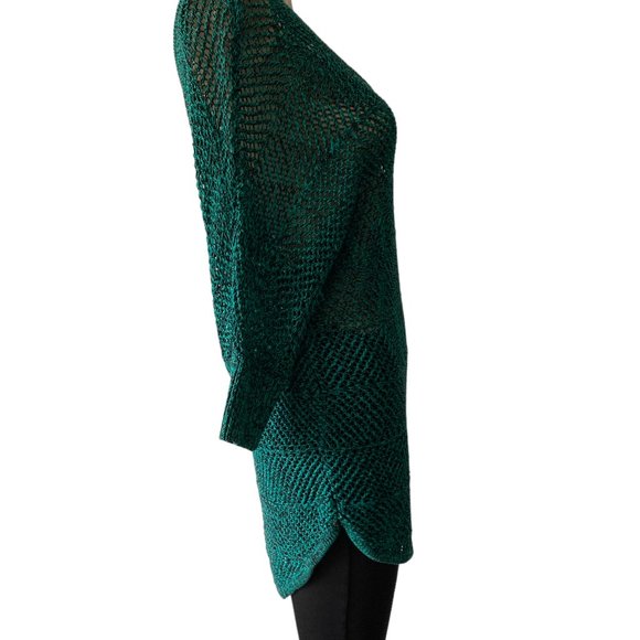 Express Black and Sea Green Crochet Size M Top - Picture 2 of 9